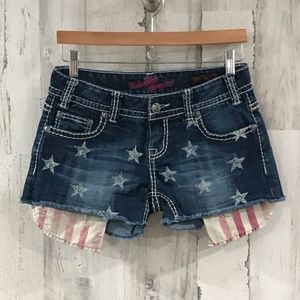 Rock & Roll Cowgirl Stars & Stripes Denim Shorts
